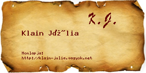 Klain Júlia névjegykártya